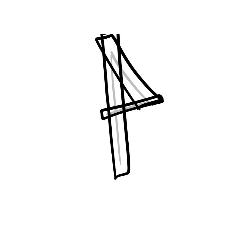 Anleitung zum Zeichnen des Graffiti-Buchstaben P - zweiter Schritt Grafik