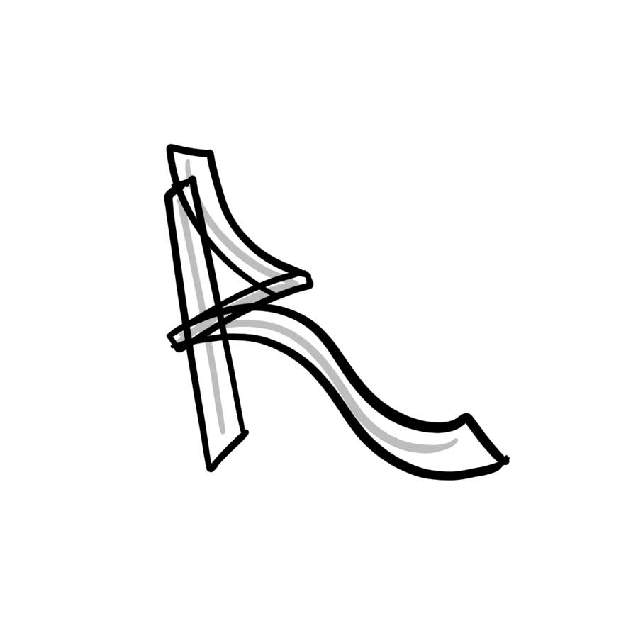 Wie man den Graffiti-Buchstaben R zeichnet - zweiter Schritt Grafik