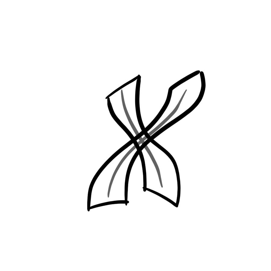 Anleitung zum Zeichnen des Graffiti-Buchstaben X - zweiter Schritt Grafik