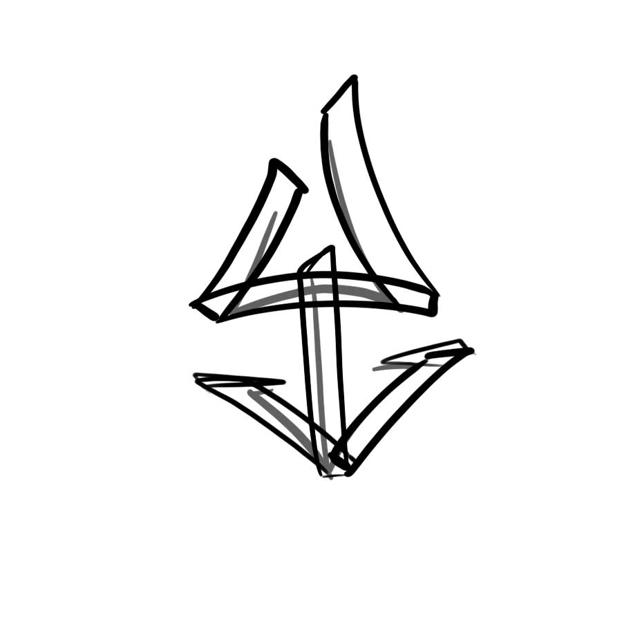Anleitung zum Zeichnen des Graffiti-Buchstaben Y - zweiter Schritt Grafik