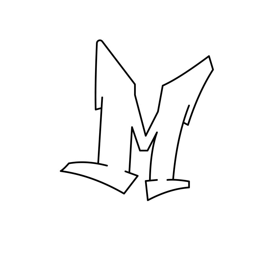 Wie man Graffiti-Buchstabe M Tutorial zeichnen - dritter Schritt Grafik