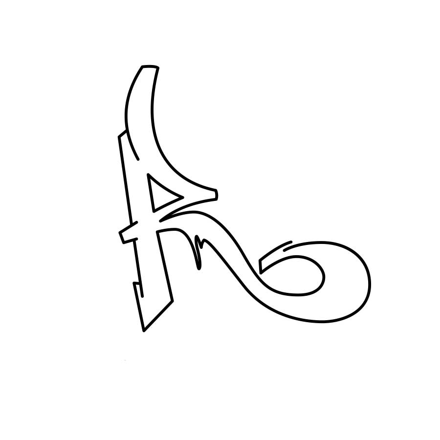 Anleitung zum Zeichnen des Graffiti-Buchstaben R - Grafik vom dritten Schritt