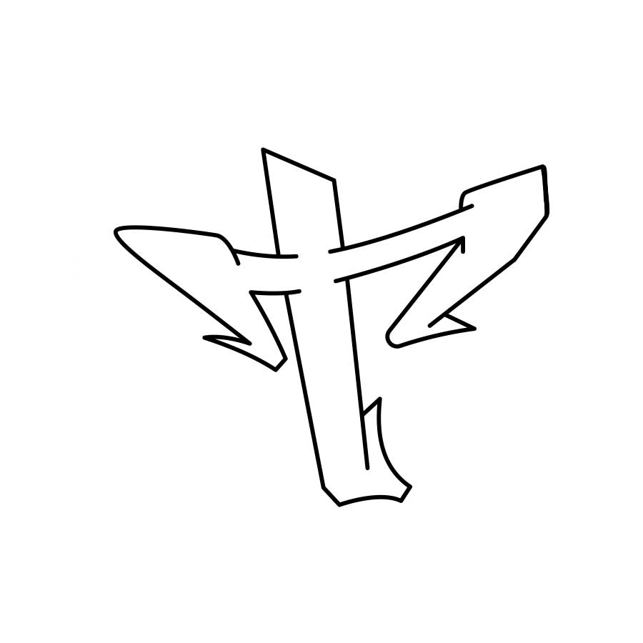 Wie man Graffiti-Buchstaben T Tutorial zeichnen - dritten Schritt Grafik
