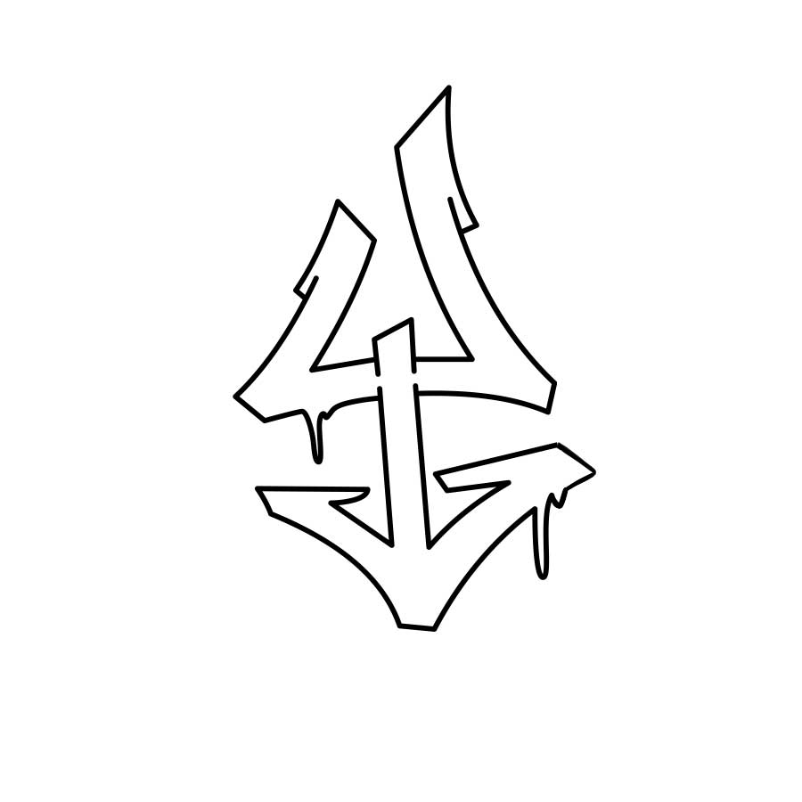 Anleitung zum Zeichnen des Graffiti-Buchstaben Y - dritter Schritt Grafik