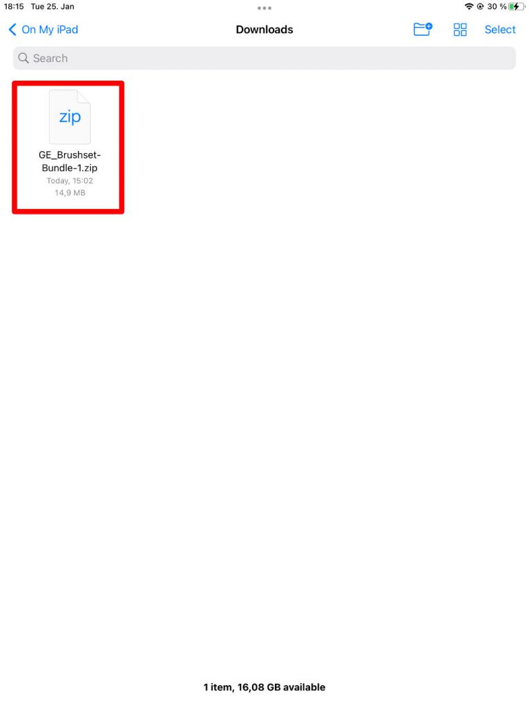 Entzippe das Zip-File auf dem iPad