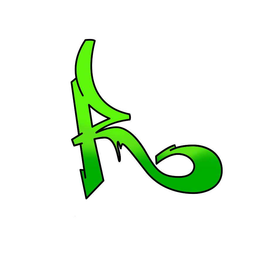 Anleitung zum Zeichnen des Graffiti-Buchstaben R - Grafik vom vierten Schritt