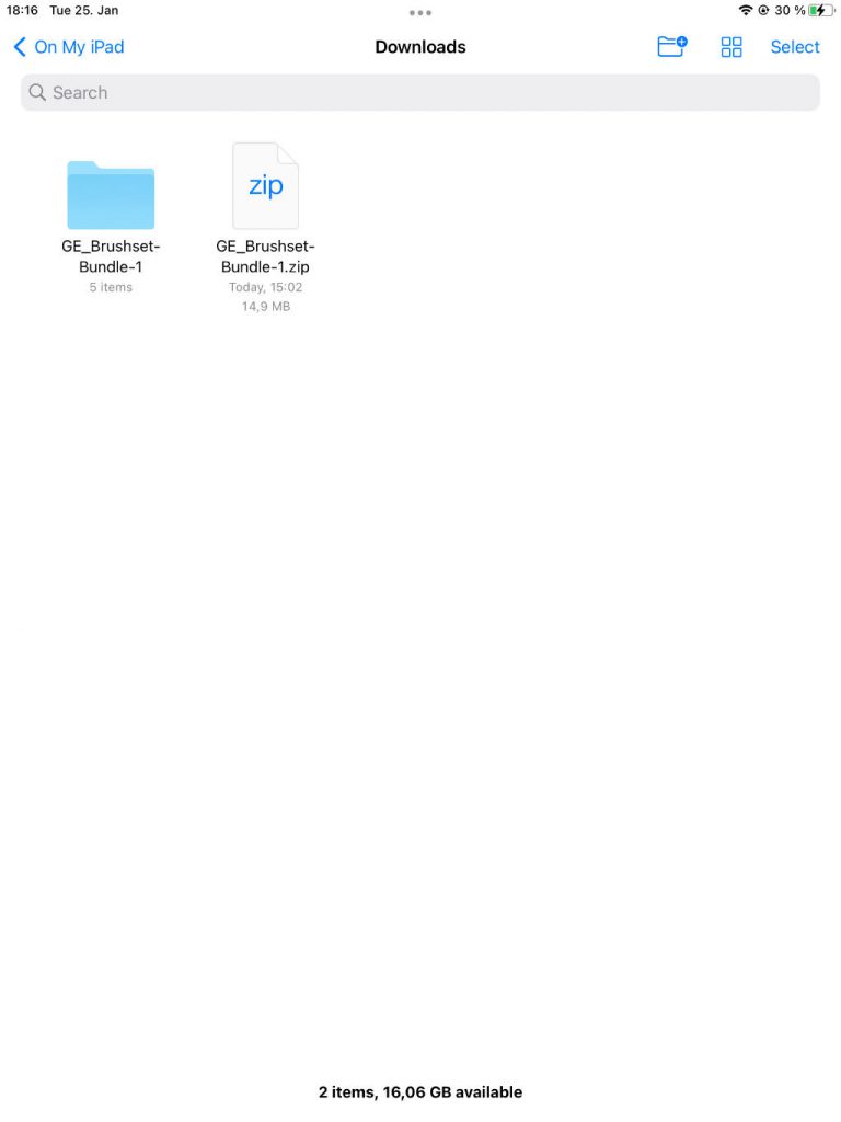 Entzippe das Zip-File auf dem iPad Screenshot