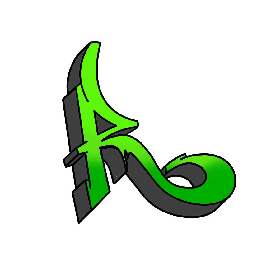Anleitung zum Zeichnen des Graffiti-Buchstaben R - Grafik vom fünften Schritt