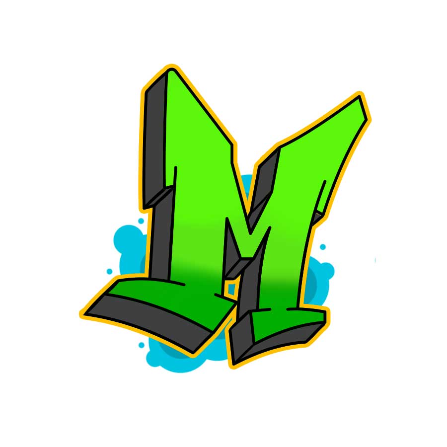 Wie man den Graffiti-Buchstaben M zeichnet - sechster Schritt Grafik