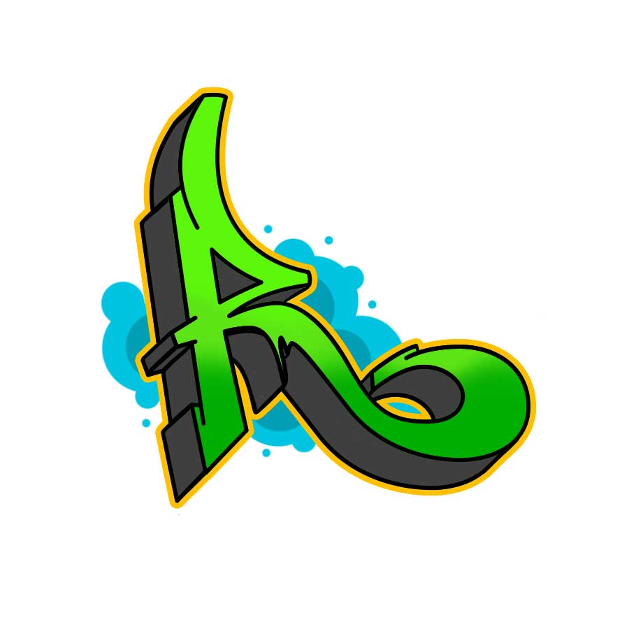 Anleitung zum Zeichnen des Graffiti-Buchstaben R - sechster Schritt Grafik