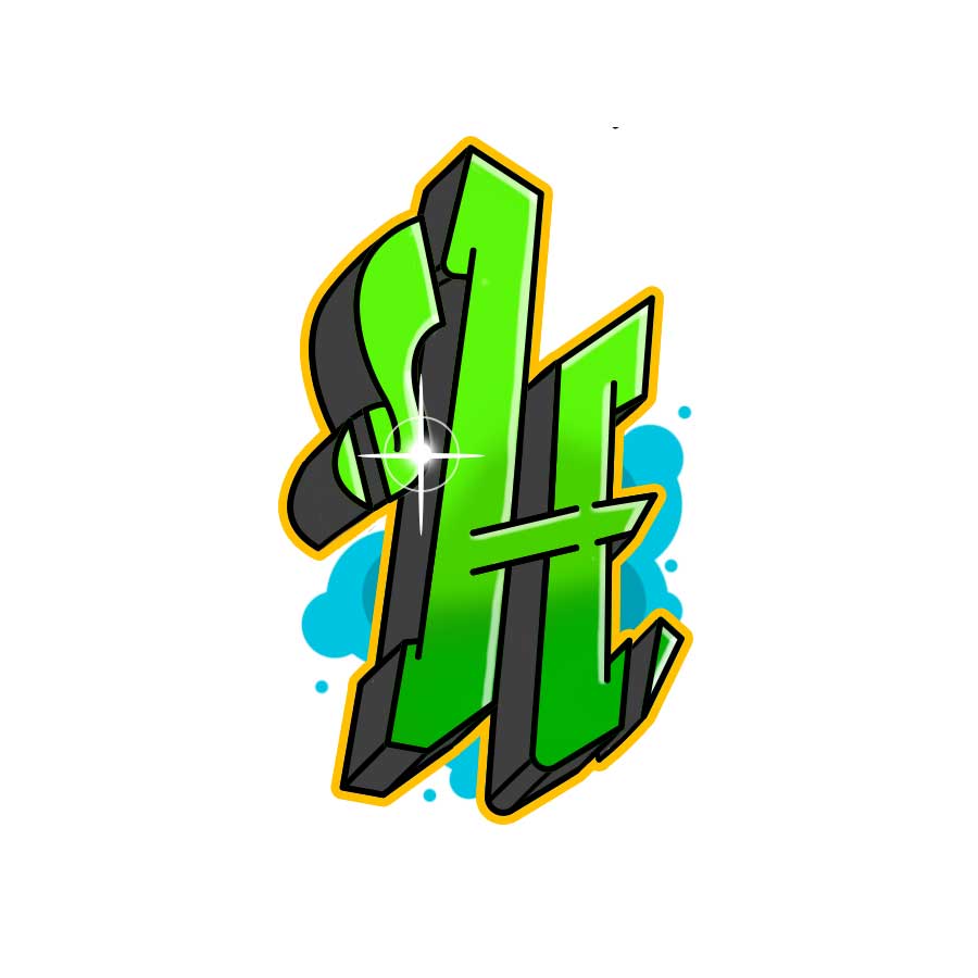 Anleitung zum Zeichnen des Graffiti-Buchstaben H - siebenter Schritt Grafik