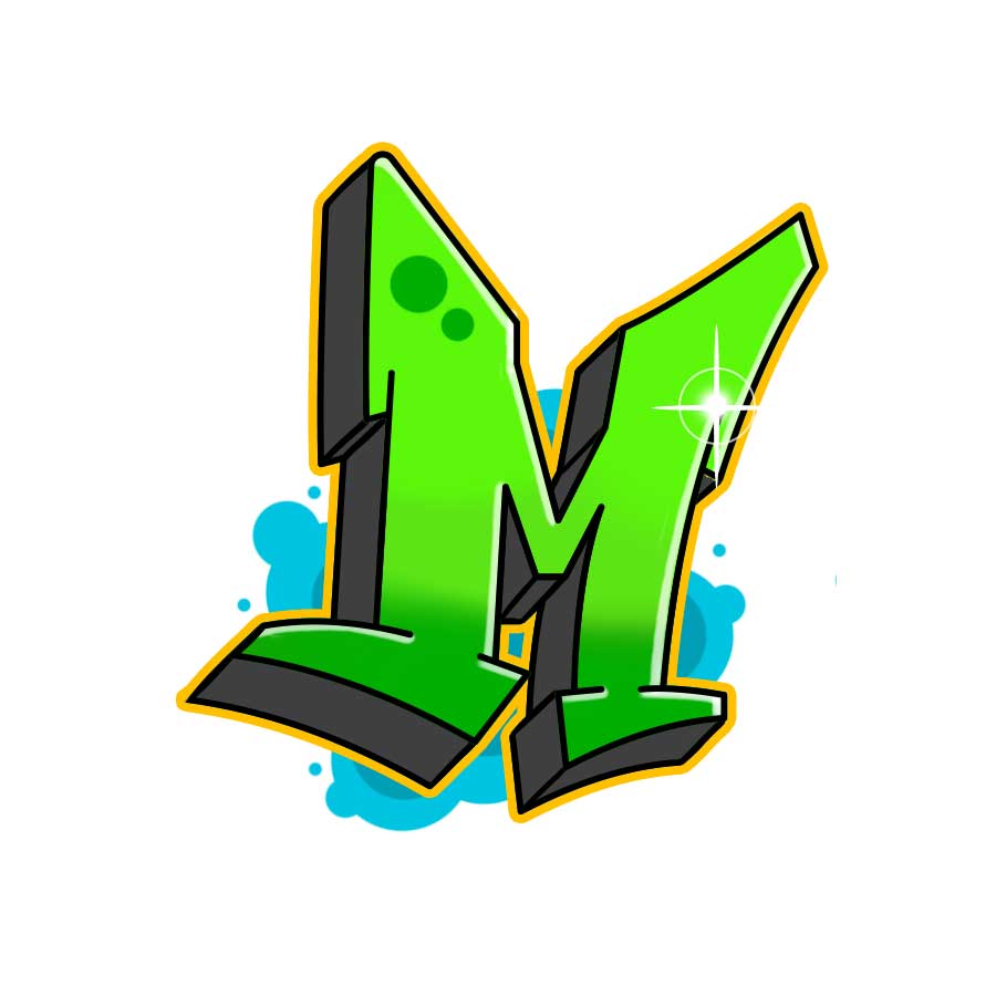 Wie man den Graffiti-Buchstaben M zeichnet - siebter Schritt Grafik