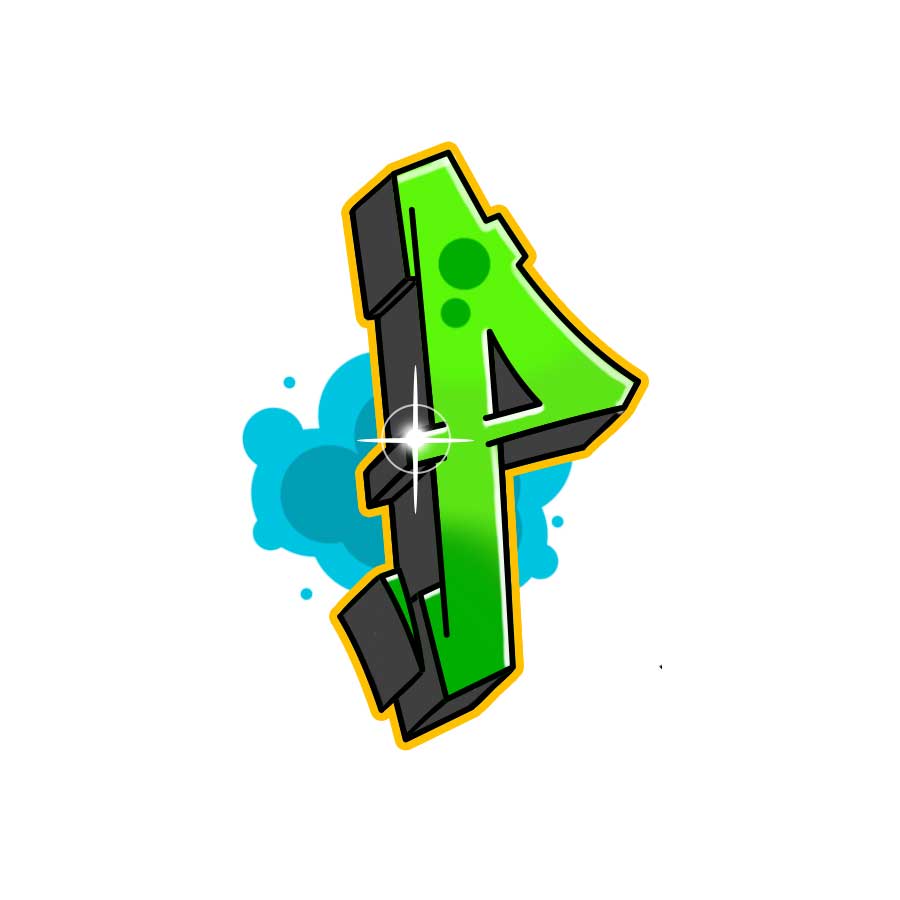 Anleitung zum Zeichnen des Graffiti-Buchstaben P - siebter Schritt Grafik