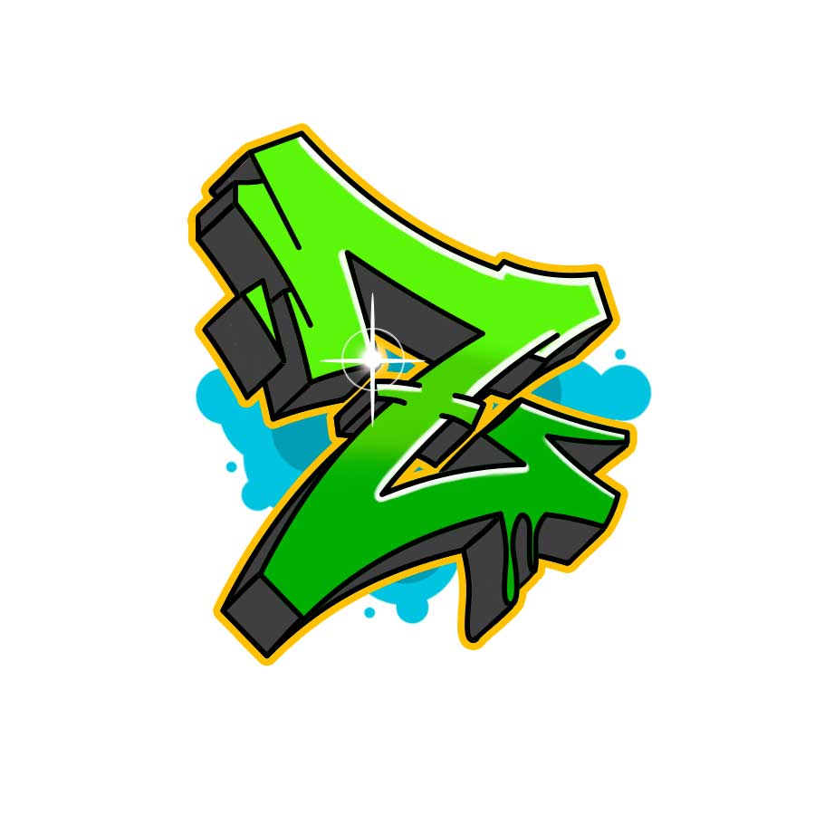 Anleitung zum Zeichnen des Graffiti-Buchstaben Z - siebenter Schritt Grafik