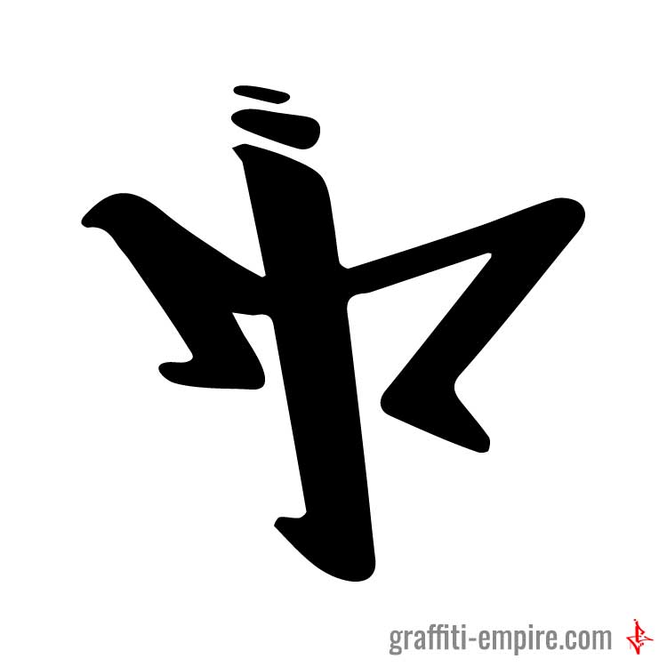 T Graffiti-Tag-Buchstabe mit großem Serifen