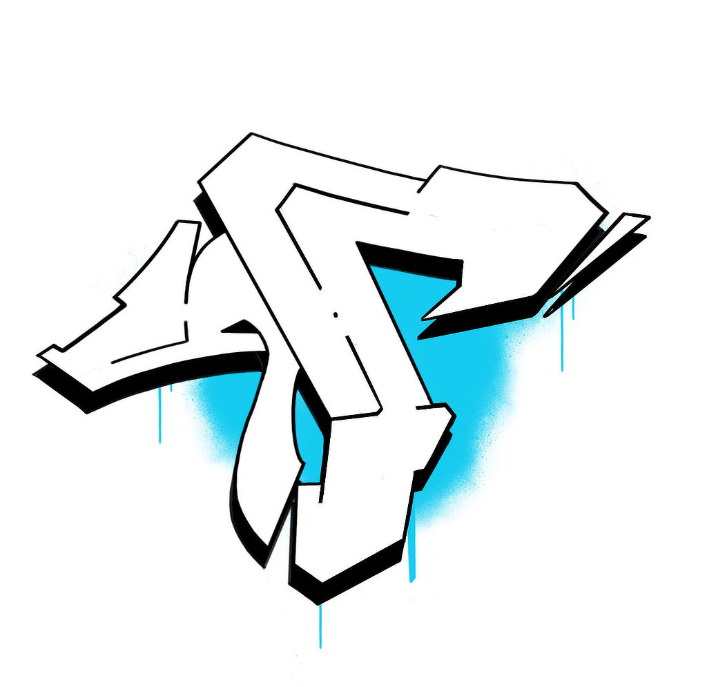 Wildstyle F Graffiti Buchstaben Umrisse mit Schatten und Hintergrund