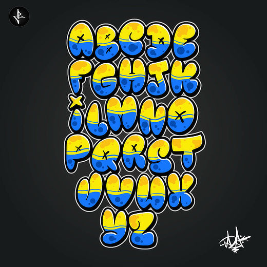 Bubble-Style Buchstaben Alphabet Grafik