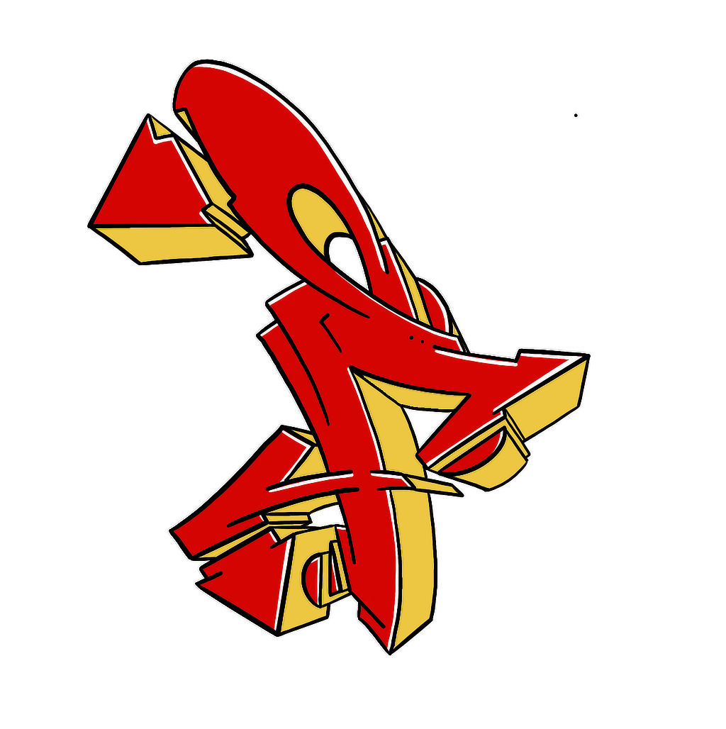 Roter Wildstyle F Graffiti Buchstabe Grafik