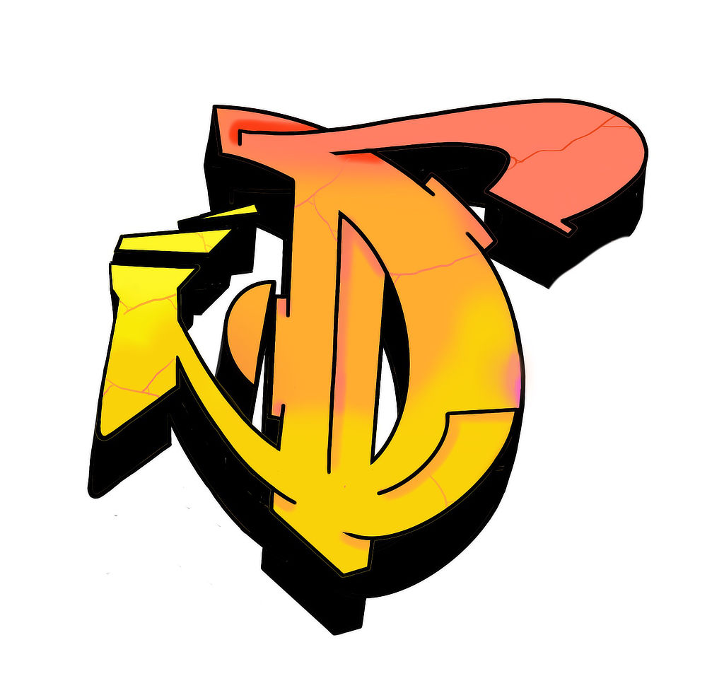 Grafik mit einem koloriertem Wildstyle D Graffiti-Buchstaben