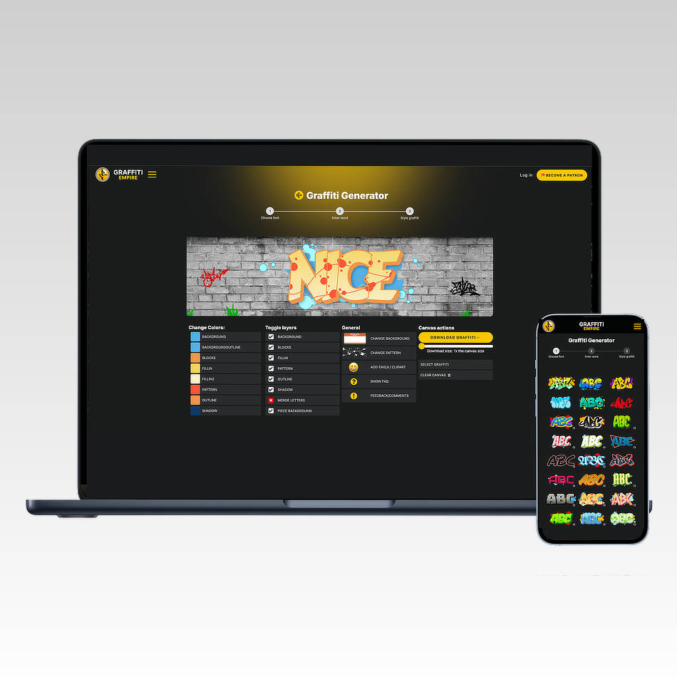 Graffiti-Generator für Desktop- und Mobilgeräte-Mockup