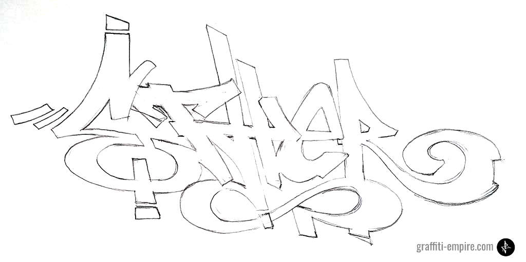 Graffiti Tutorial: erster Schritt - das nachgezogene Graffiti-Tag 