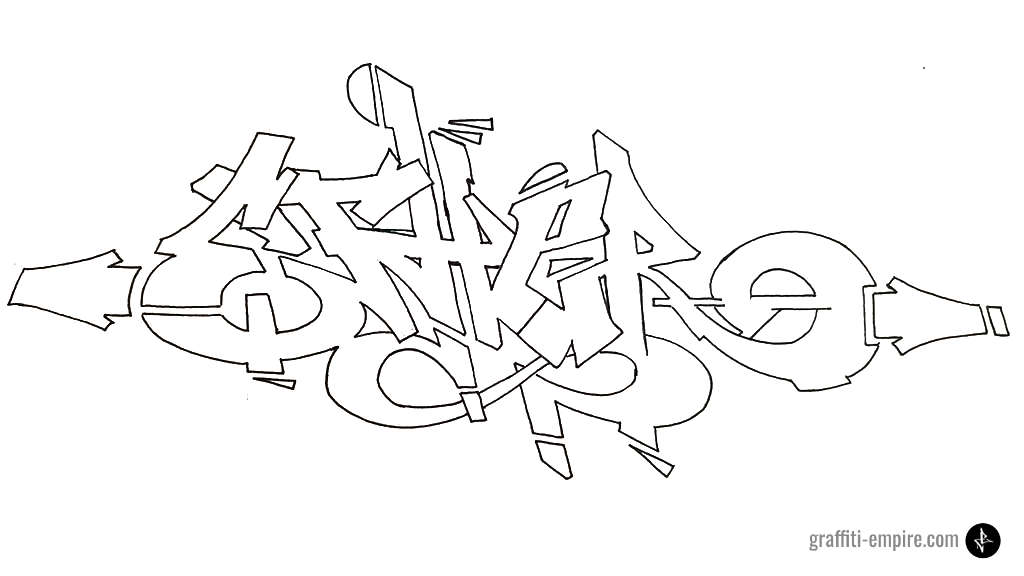 Ziehe die Graffiti-Zeichnung mit einem Copic-Marker nach