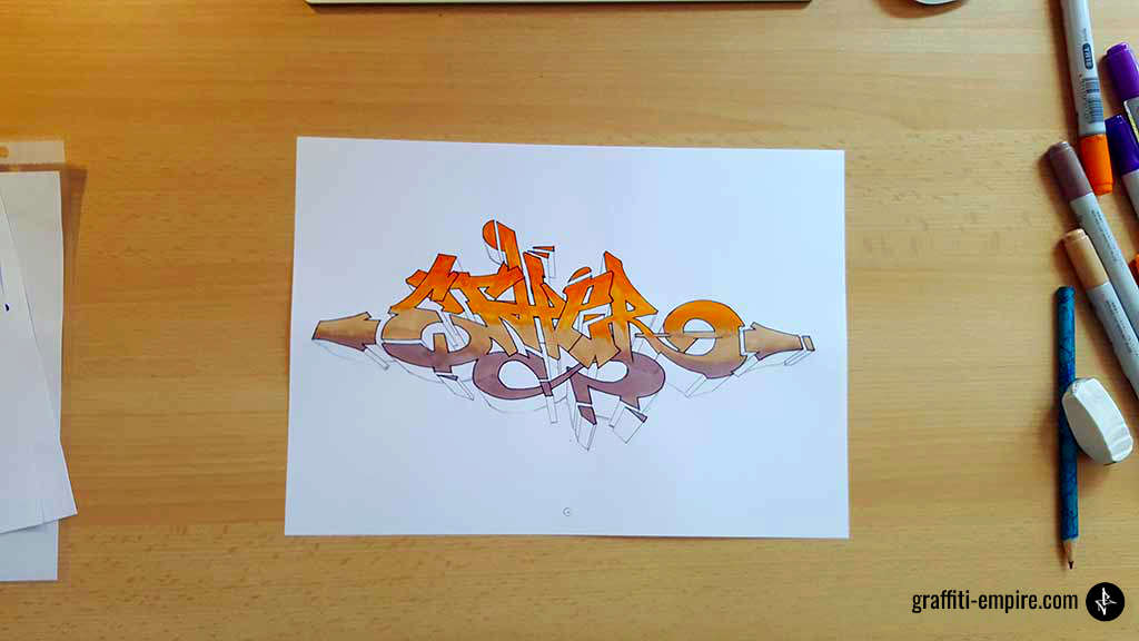 Graffiti-Zeichnung mit Farbverlauf als FillIn