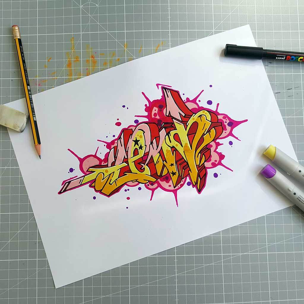 Leni Graffiti-Zeichnung Kolorierung