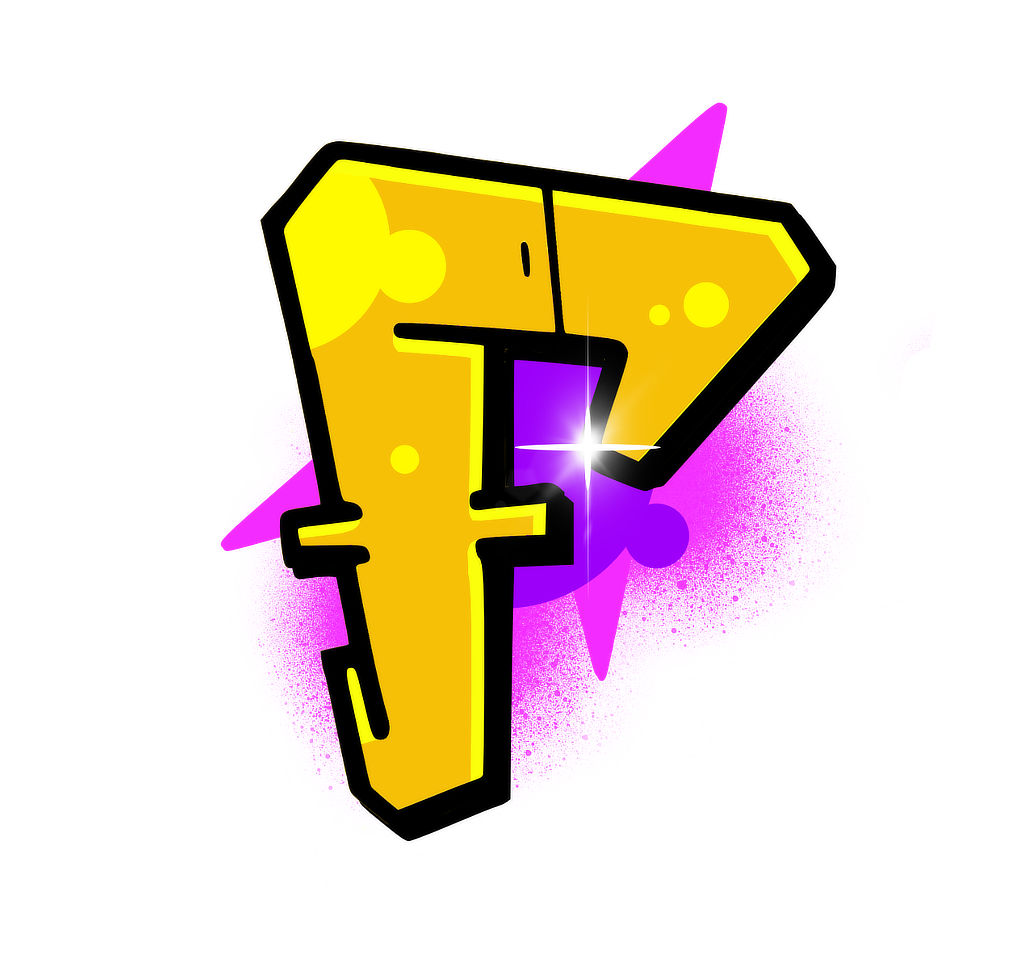 Farbiger F-Graffiti-Buchstabe
