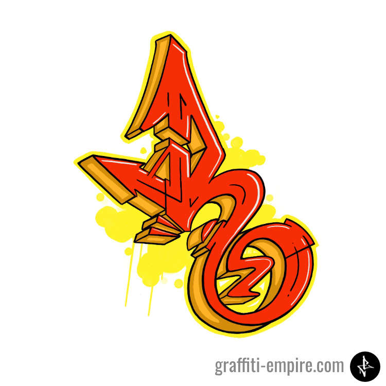 Rot gefärbter Wildstyle R Graffiti-Buchstabe Grafik