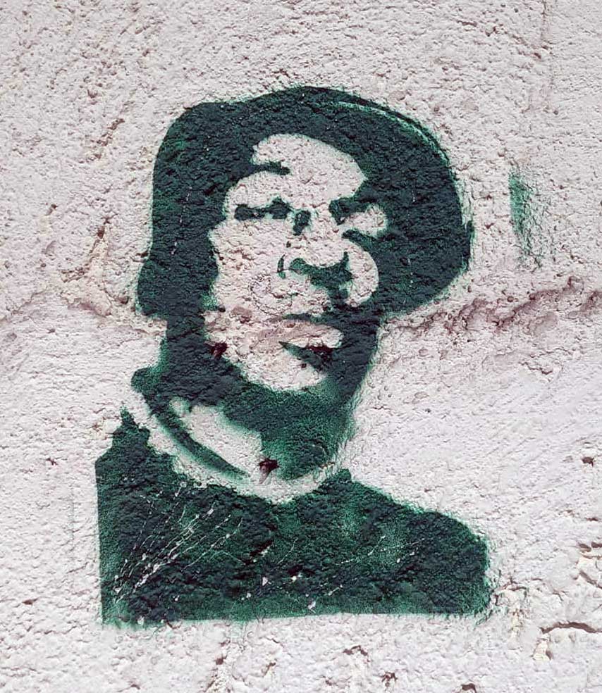 Cooler Dude als Schablonen-Graffiti