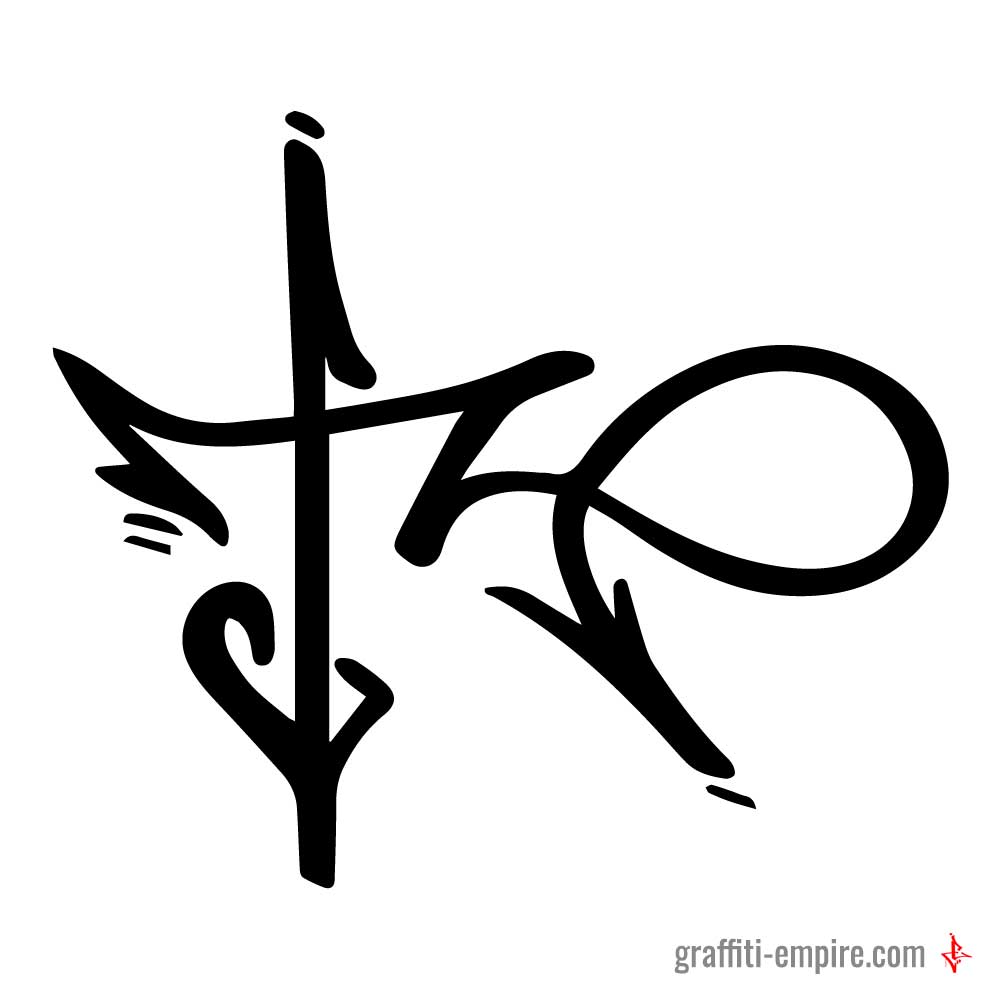 T Graffiti-Tag-Buchstabe mit großem Serifen