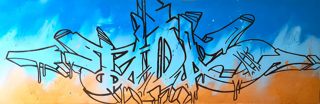 Tada abstraktes Graffiti auf Leinwand Foto