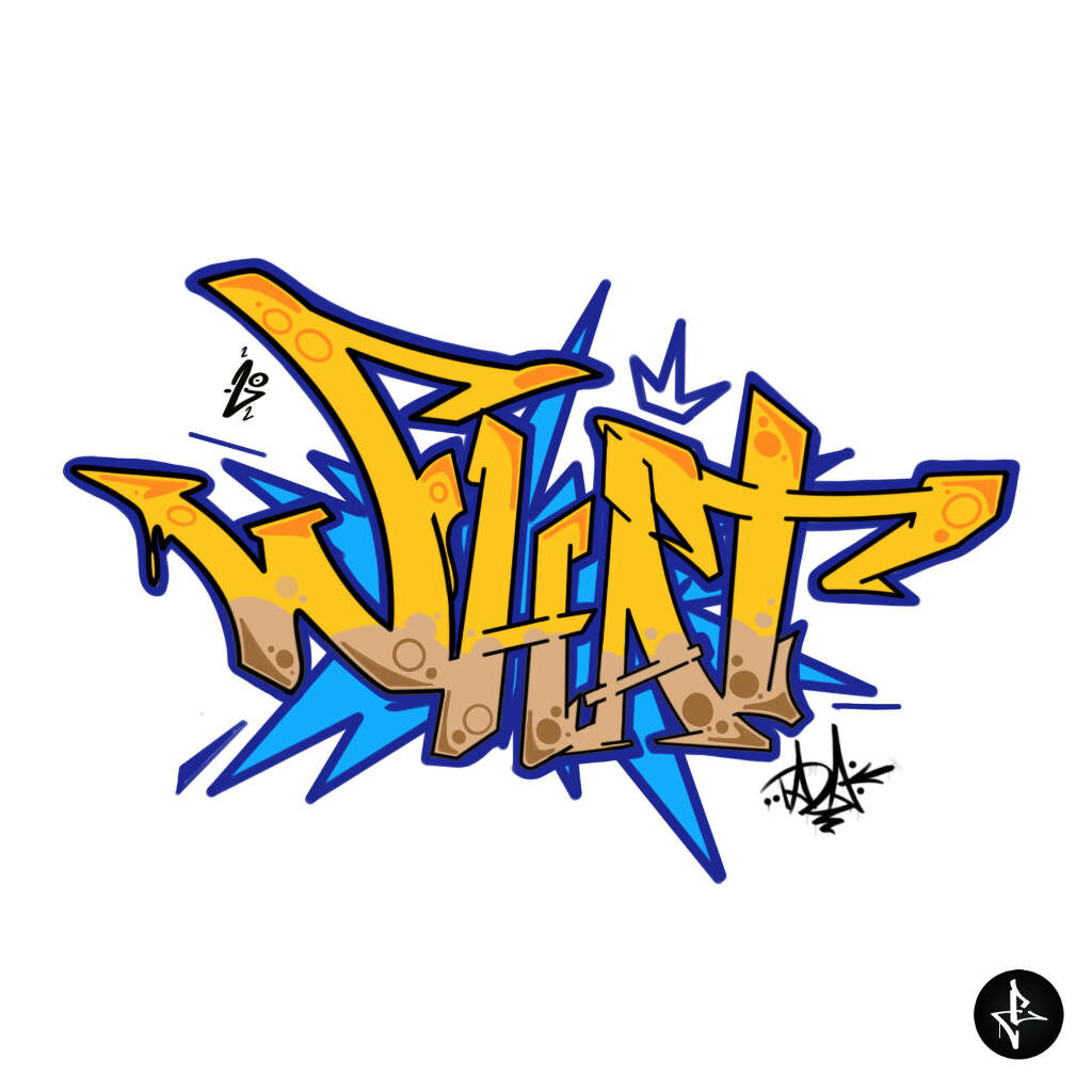 "What" Graffiti mit Procreate erstellte Grafik