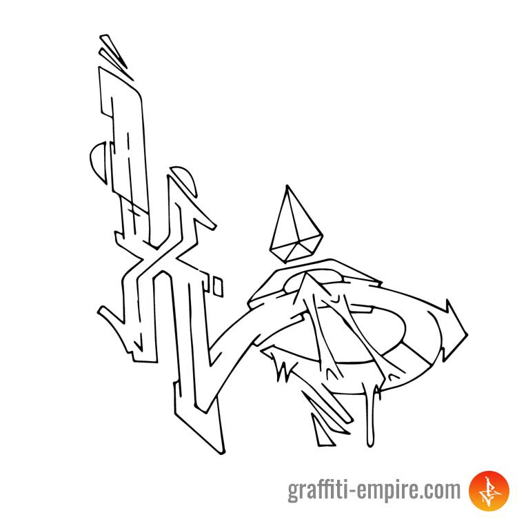 Wildstyle X Graffiti-Buchstabe Outlines