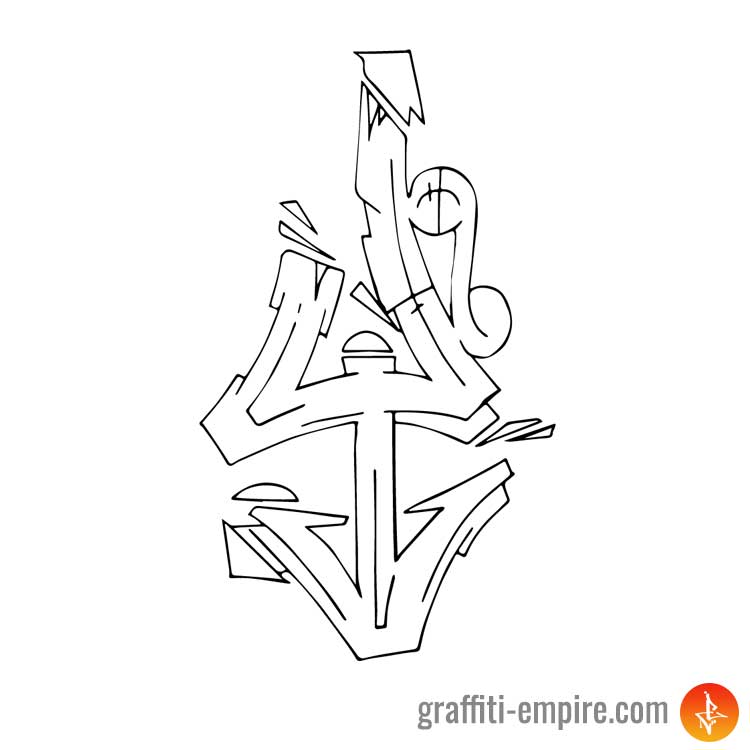 Wildstyle Y Graffiti-Buchstaben Outlines
