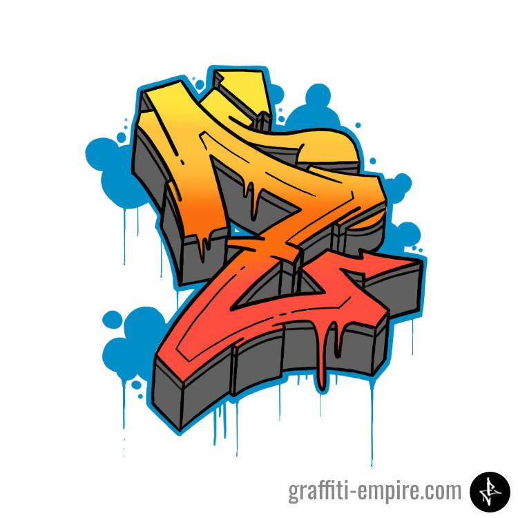 Kolorierter Wildstyle Z Graffiti Buchstabe