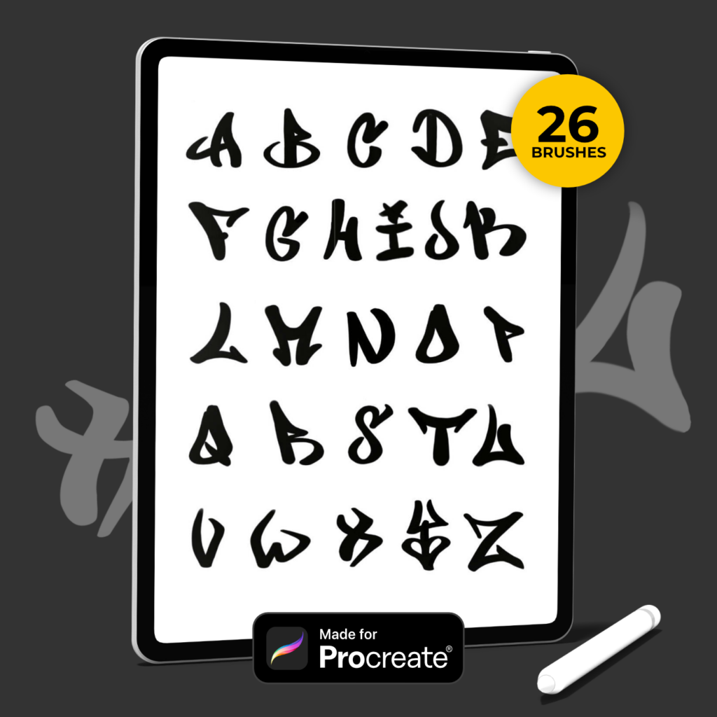 Tag Graffiti Alphabet Procreate Brush-Set Grafik